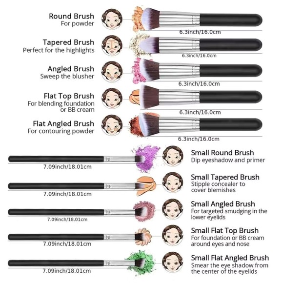 Cosmetic Makeup Brush Set 10pc - Picture 2 of 4